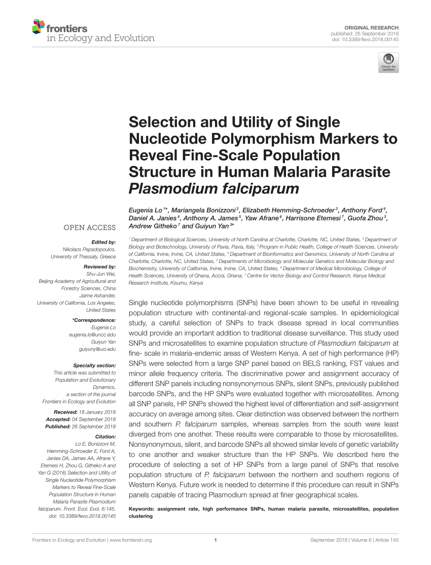PDF) Selection and Utility of Single Nucleotide Polymorphism ...