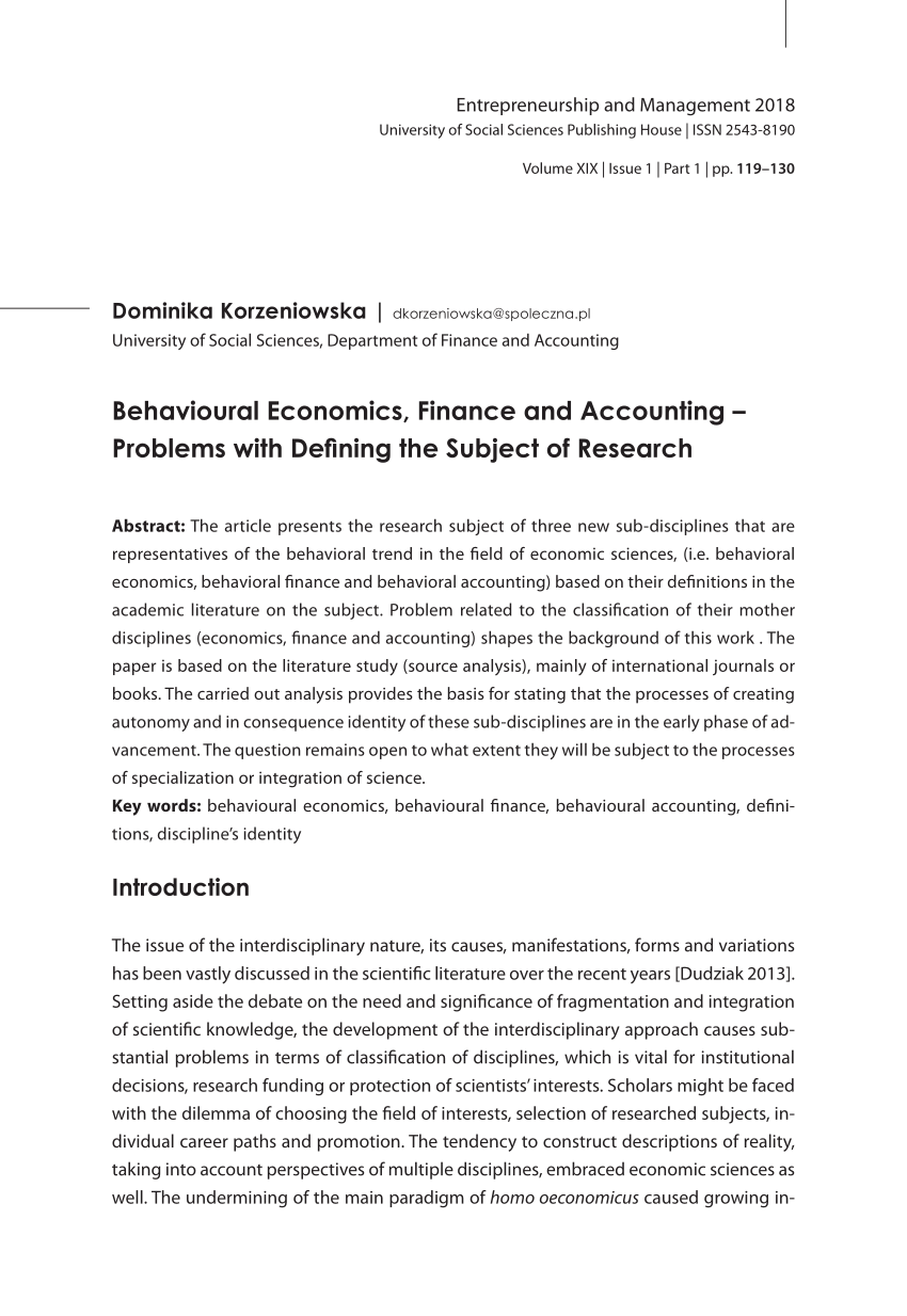research paper on behavioural economics