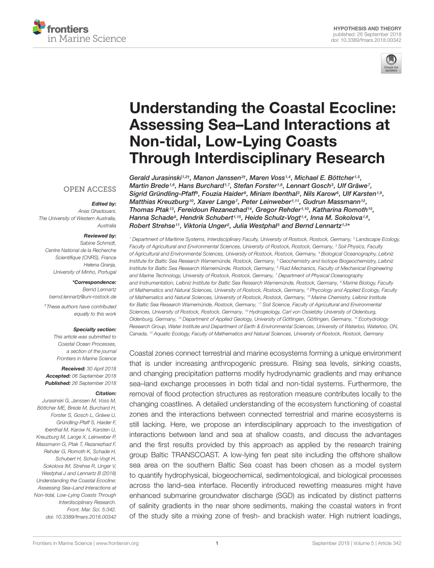 PDF) Understanding the Coastal Ecocline: Assessing Sea–Land ...