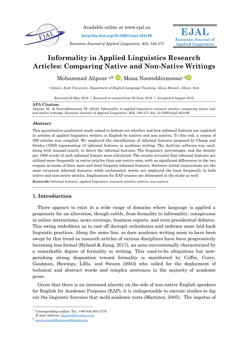 linguistics research paper example pdf