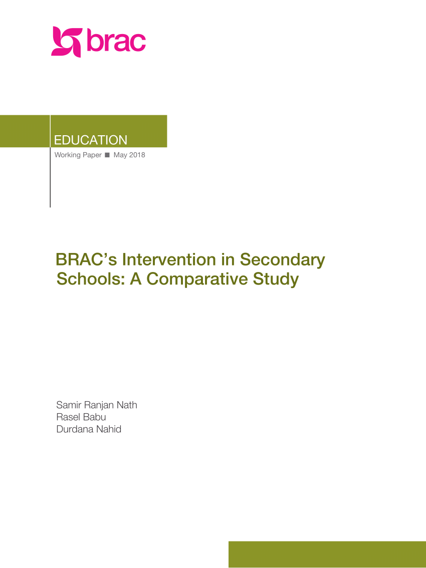 PDF) BRAC's Intervention in Secondary Schools: A Comparative Study