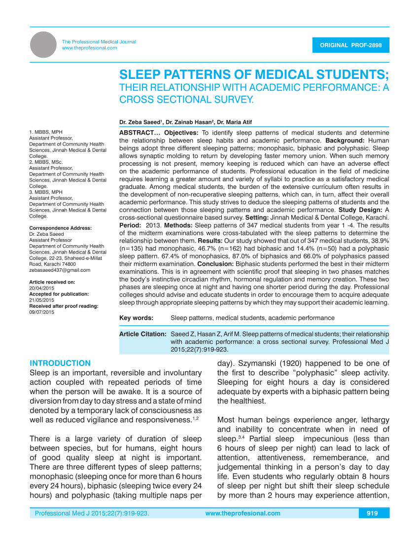 research about sleeping pattern
