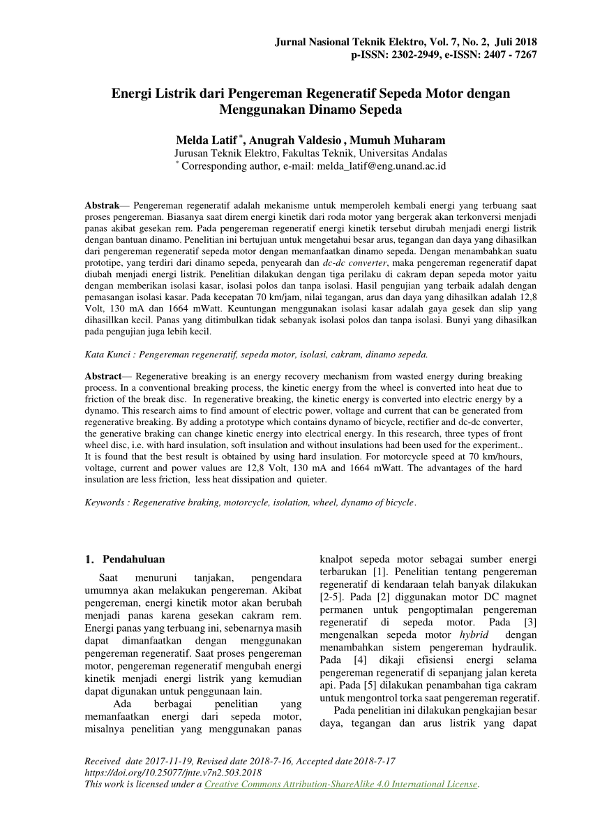  PDF Energi  Listrik dari Pengereman Regeneratif Sepeda  