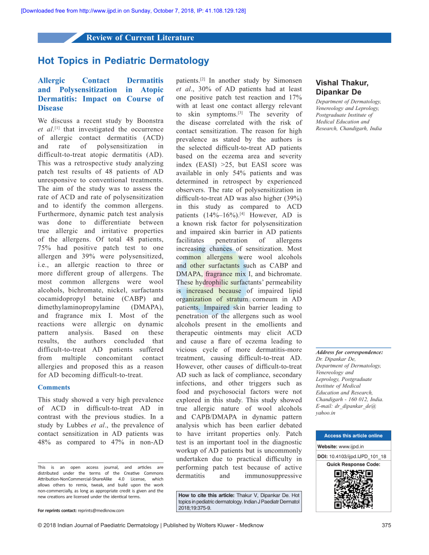 (PDF) Hot topics in pediatric dermatology