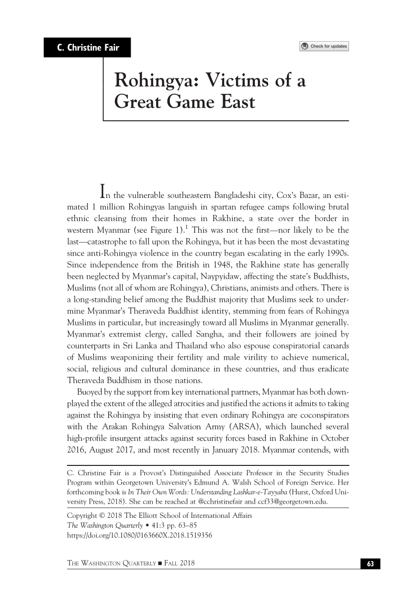 PDF Rohingya Victims of a Great Game East