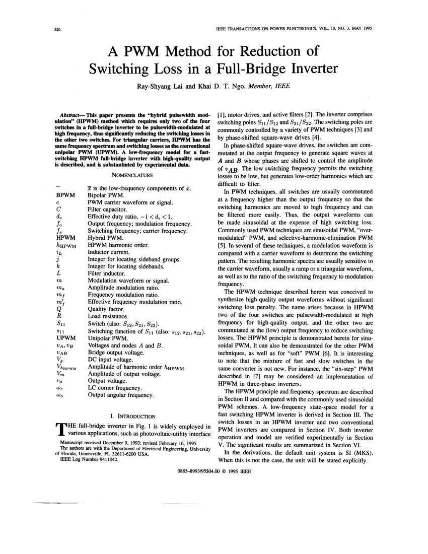  PDF A PWM Method for Reduction of Switching Loss in a 