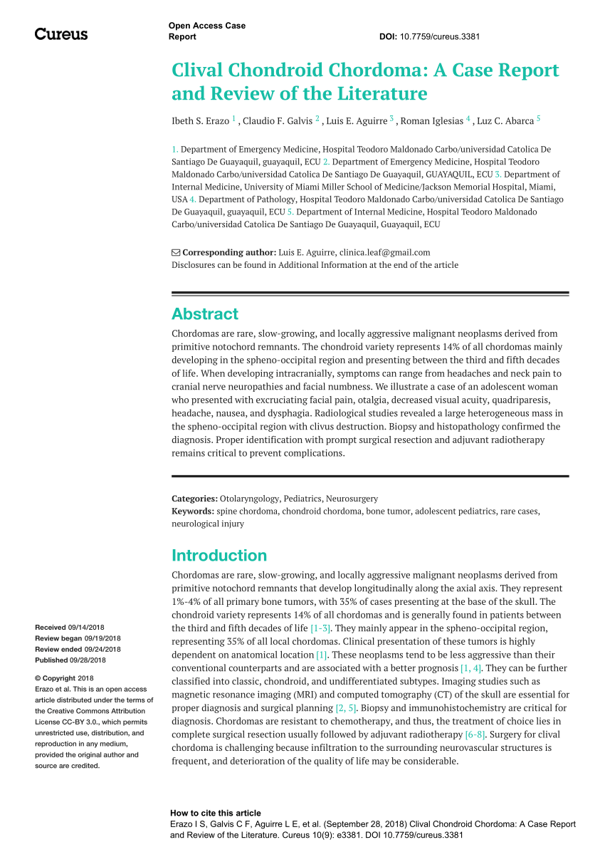 Pdf Clival Chondroid Chordoma A Case Report And Review Of The Literature 8147