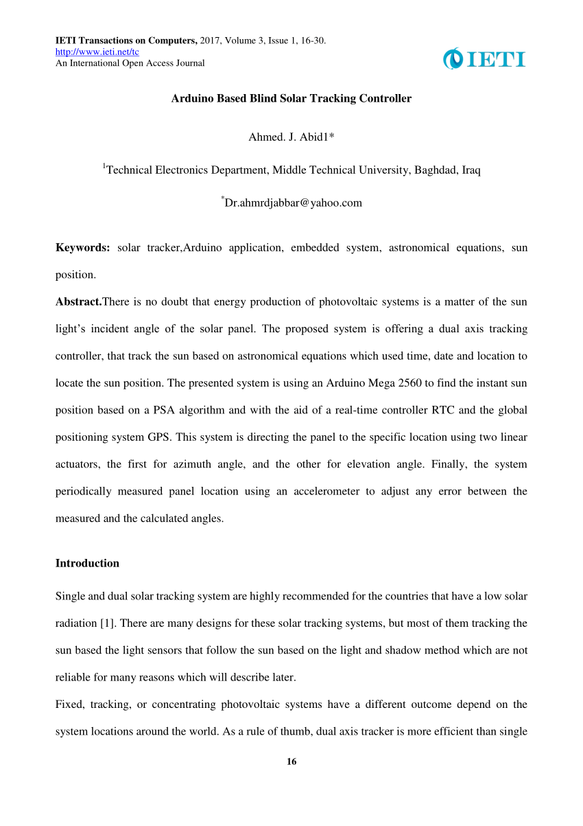 Pdf Microcontroller Based Solar Tracker System Using Ldrs And Stepper Motor