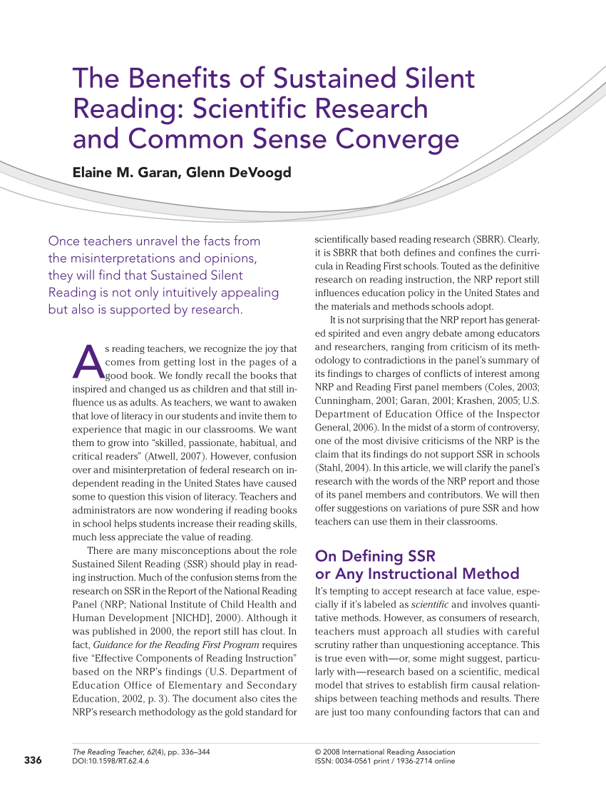 (PDF) The Benefits of Sustained Silent Reading