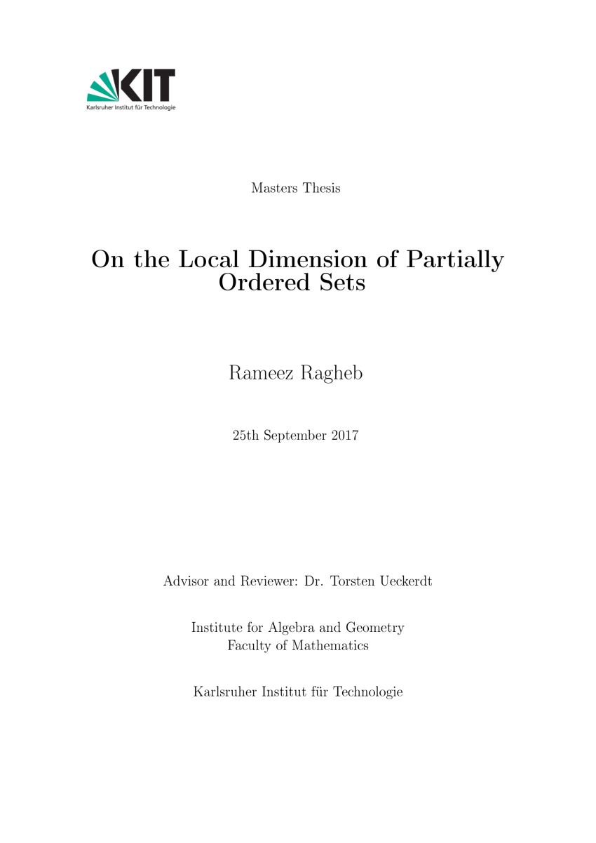 PDF) On the Local Dimension of Partially Ordered Sets