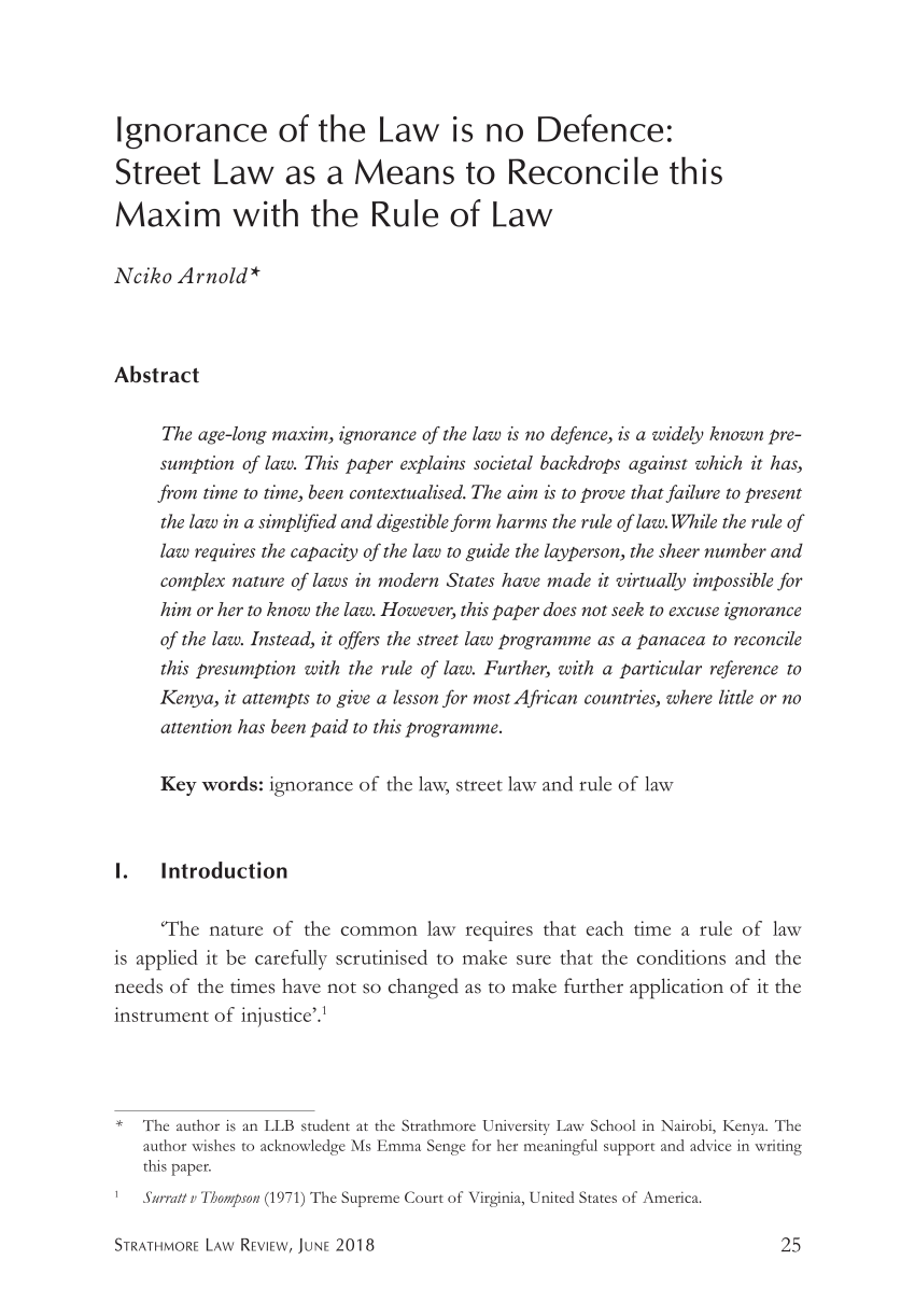 ignorance of the law essay