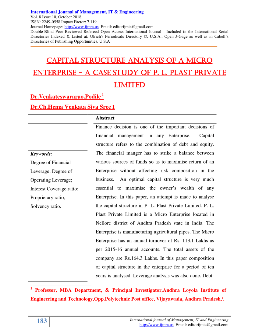 capital structure case study class 12