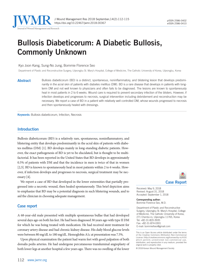 treatment of bullous diabeticorum
