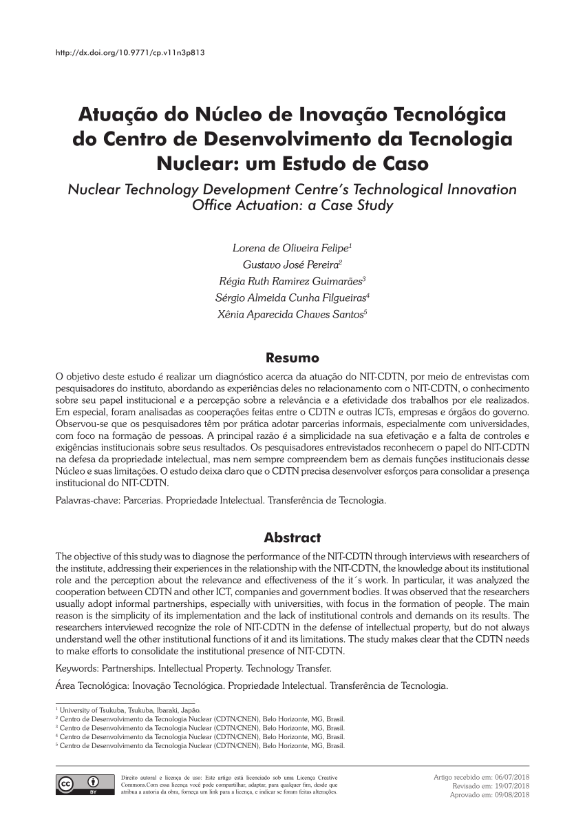 PDF) AVALIANDO A EFICÁCIA DOS NÚCLEOS DE INOVAÇÃO TECNOLÓGICA DAS  INSTITUIÇÕES PÚBLICAS DE CIÊNCIA E TECNOLOGIA