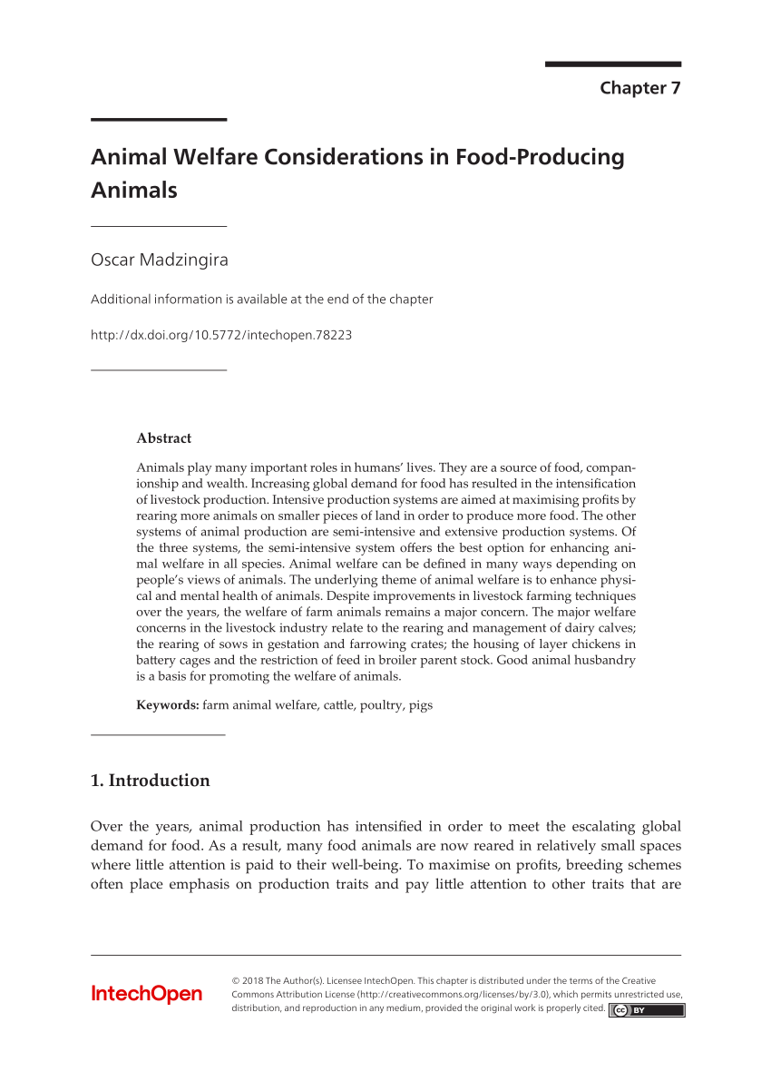 PDF) Animal Welfare Considerations in Food-Producing Animals