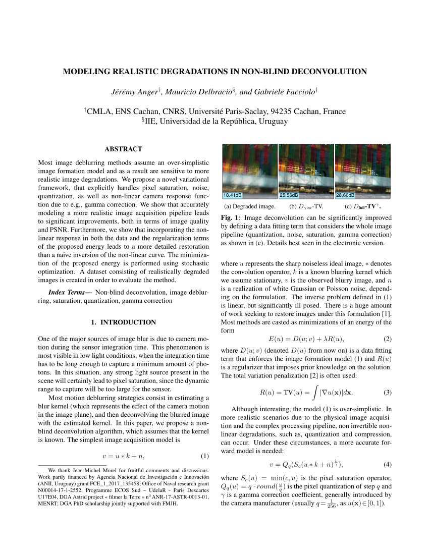 Pdf Modeling Realistic Degradations In Non Blind Deconvolution