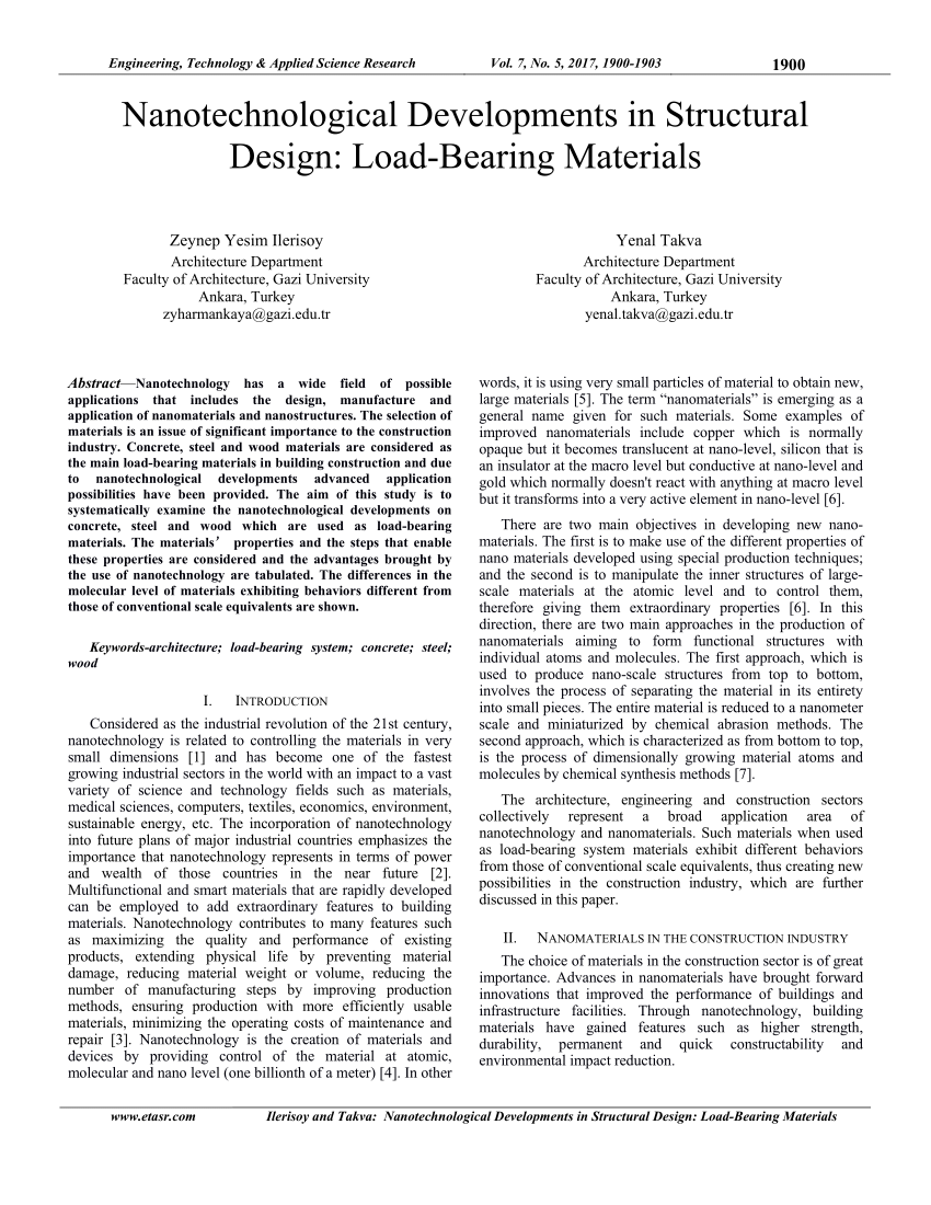 PDF Nanotechnological Developments in Structural Design Load