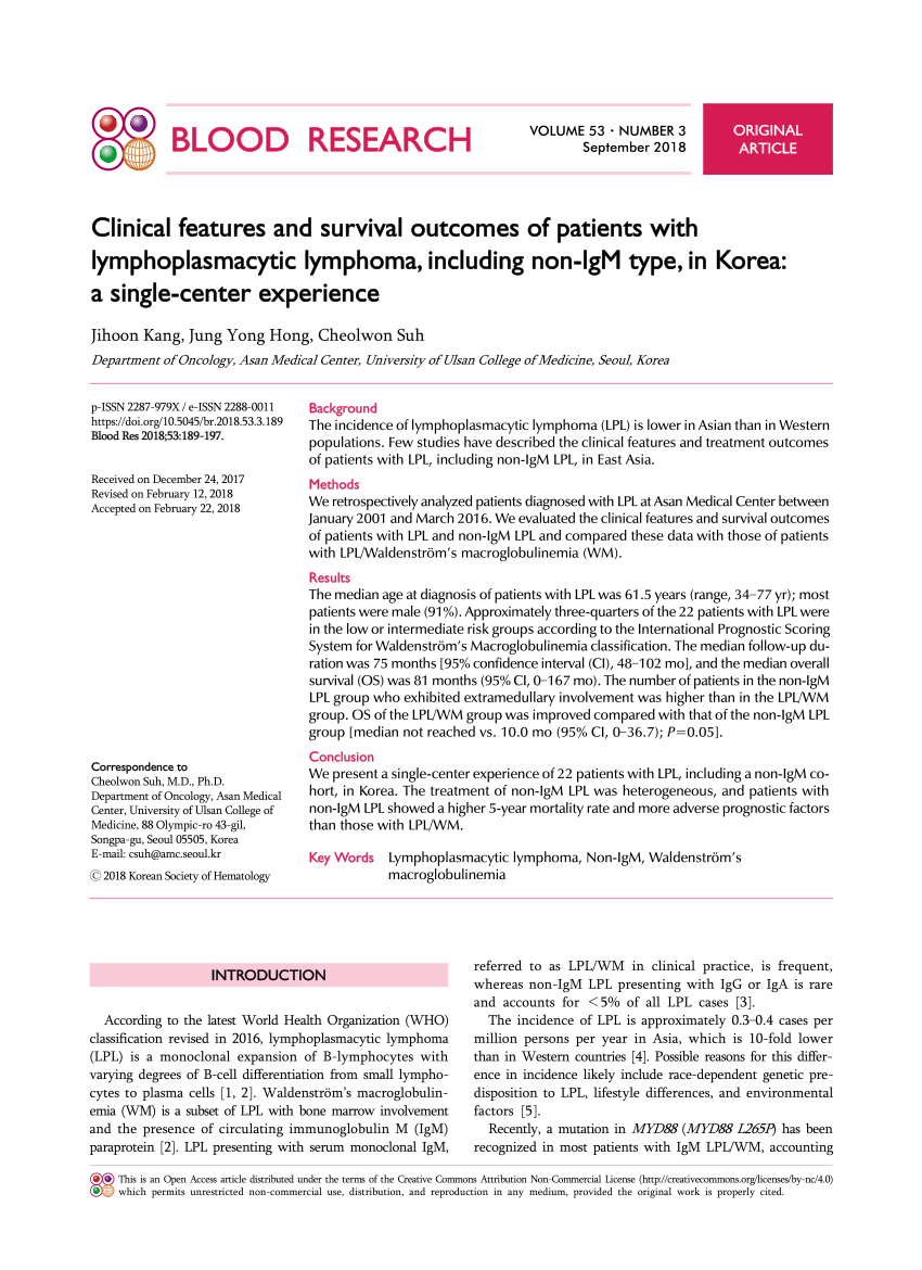 Pdf Clinical Features And Survival Outcomes Of Patients With