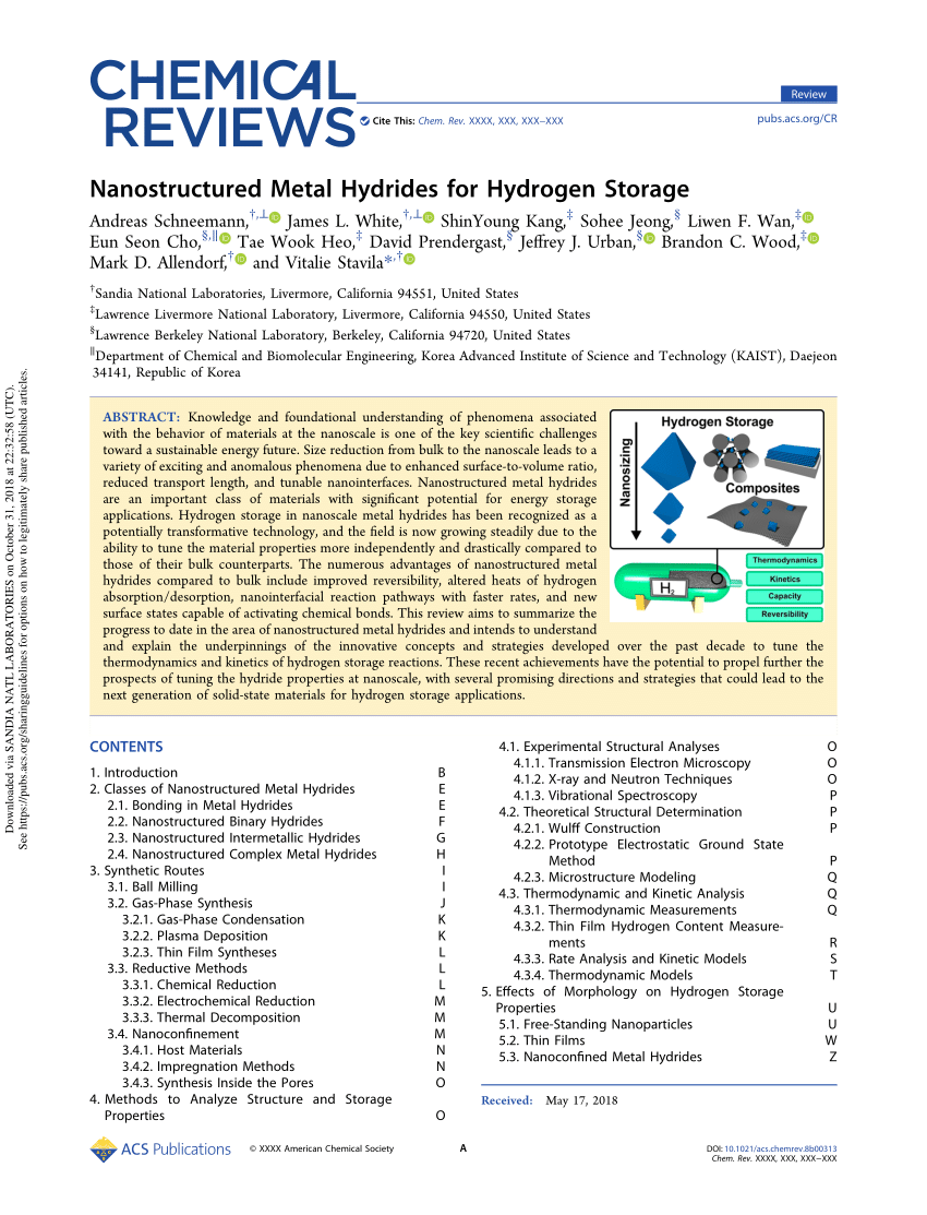 PDF) Nanostructured Metal Hydrides for Hydrogen Storage