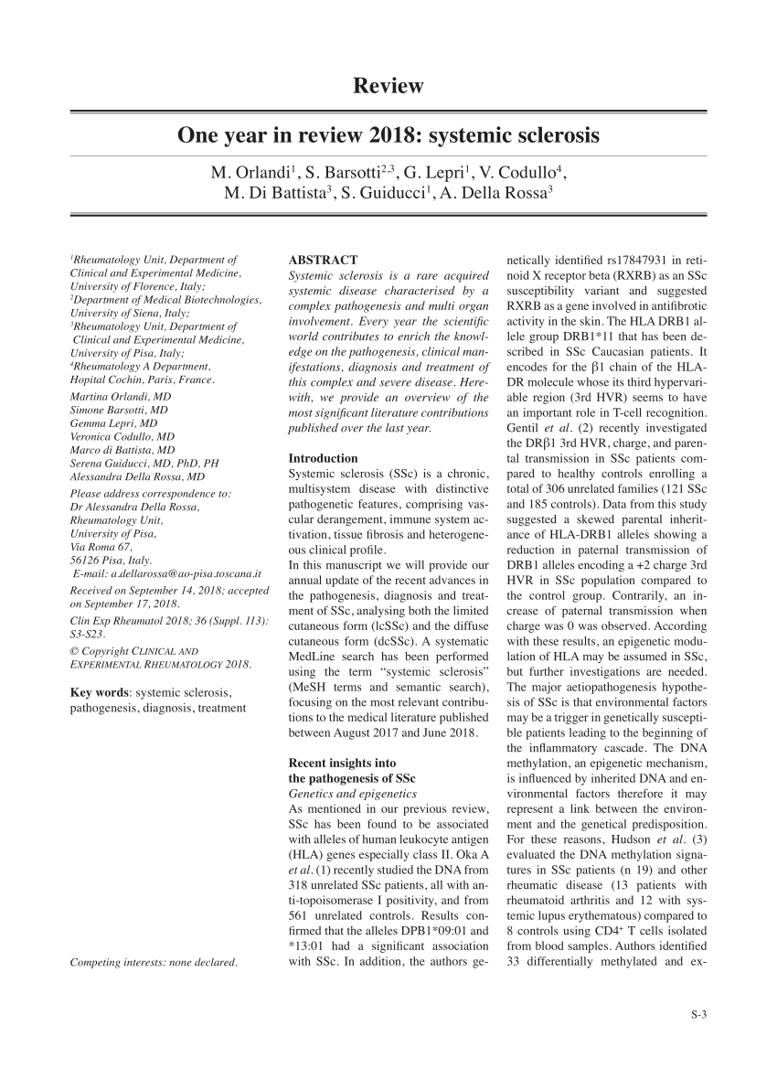 Pdf One Year In Review 18 Systemic Sclerosis