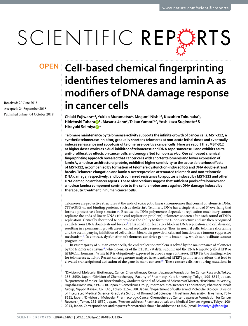 PDF) Cell-based chemical fingerprinting identifies telomeres and ...