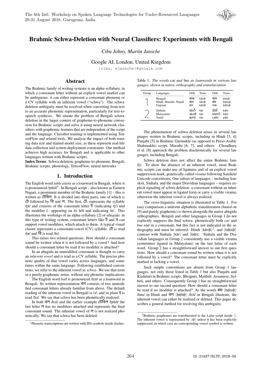 Performance The Schwa Deletion System Download Table