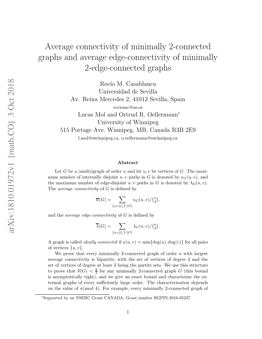 Pdf Average Connectivity Of Minimally 2 Connected Graphs And Average Edge Connectivity Of Minimally 2 Edge Connected Graphs