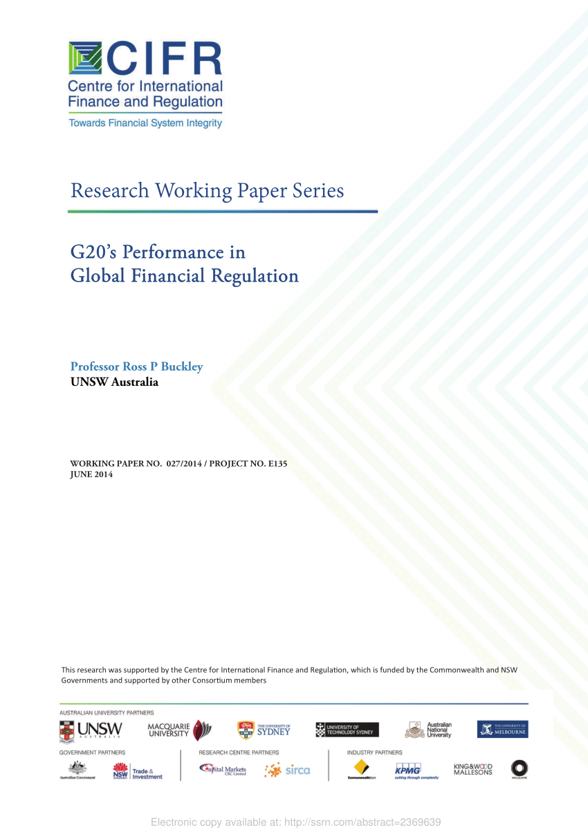 PDF) G20's Performance in Global Financial Regulation