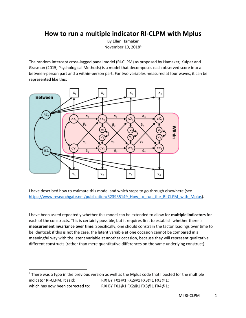 PDF) How to run the RI-CLPM with Mplus