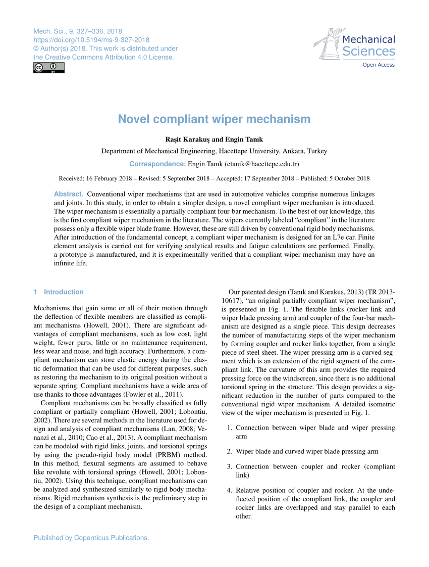 PDF) Novel compliant wiper mechanism