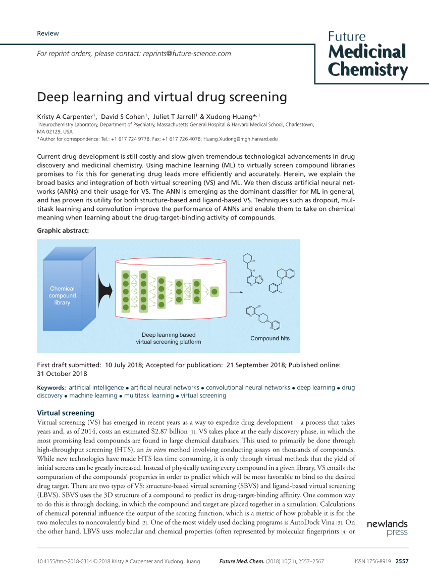 Pdf Deep Learning And Virtual Drug Screening
