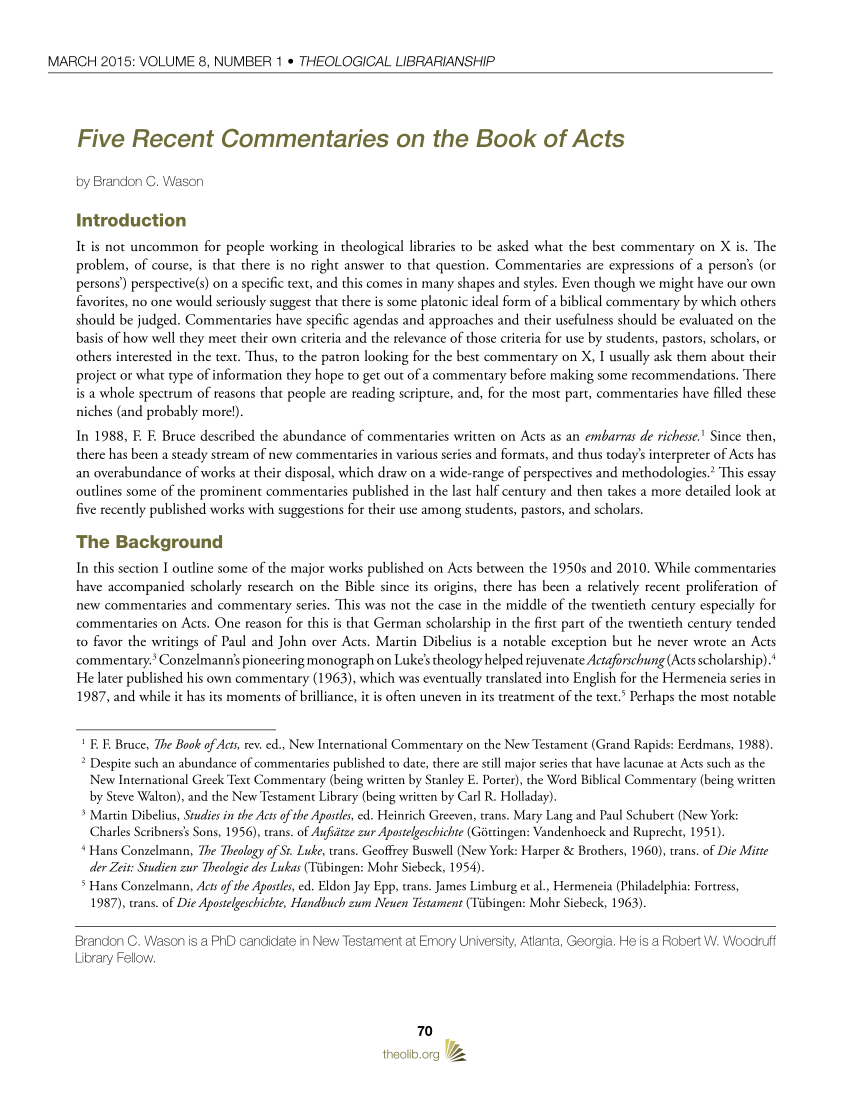 Pdf Five Recent Commentaries On Acts 2485