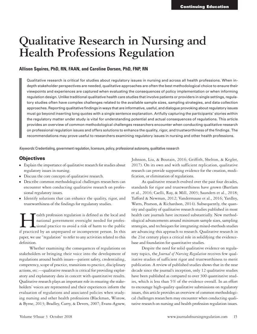 qualitative research in nursing and health professions regulation
