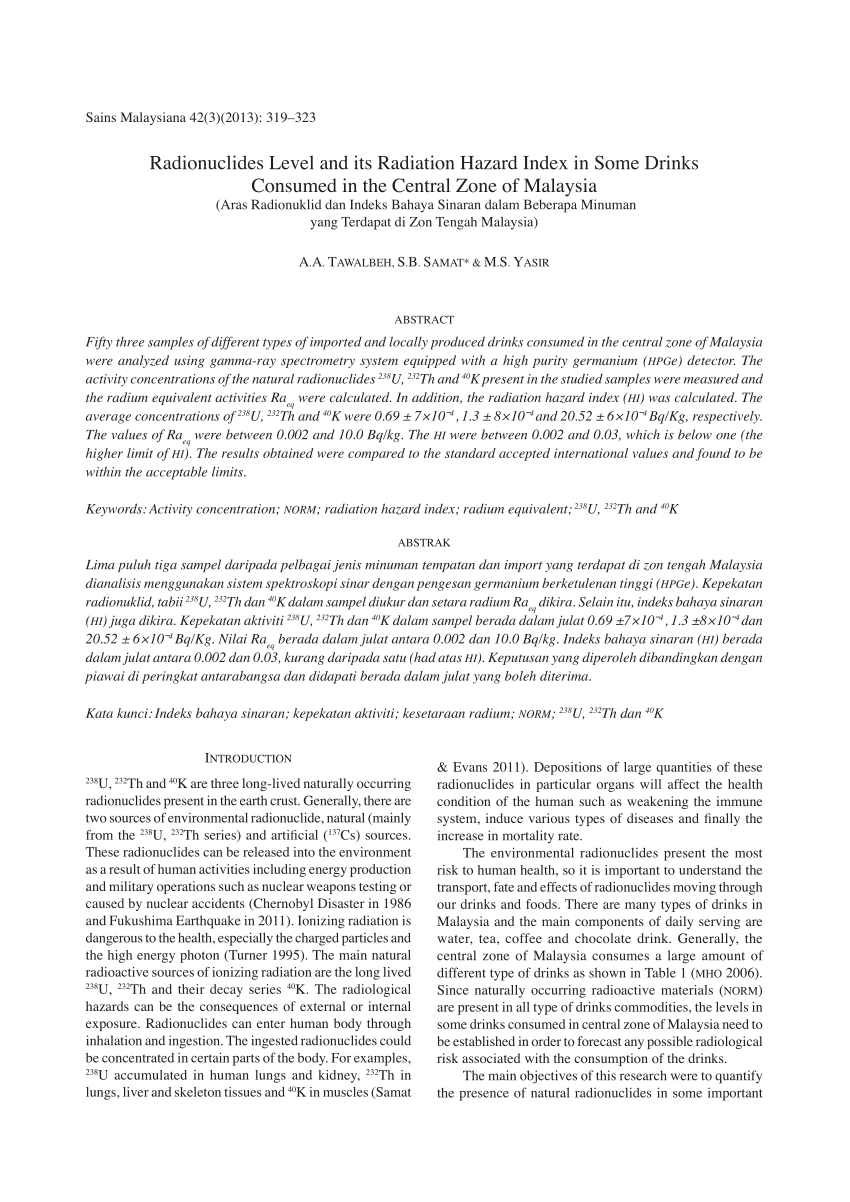 PDF) Radionuclides Level and its Radiation Hazard Index in Some 