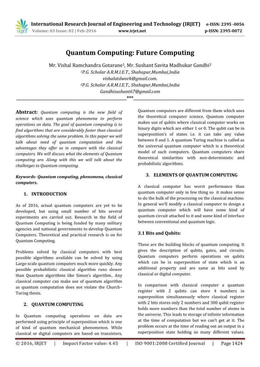 research paper about quantum computers