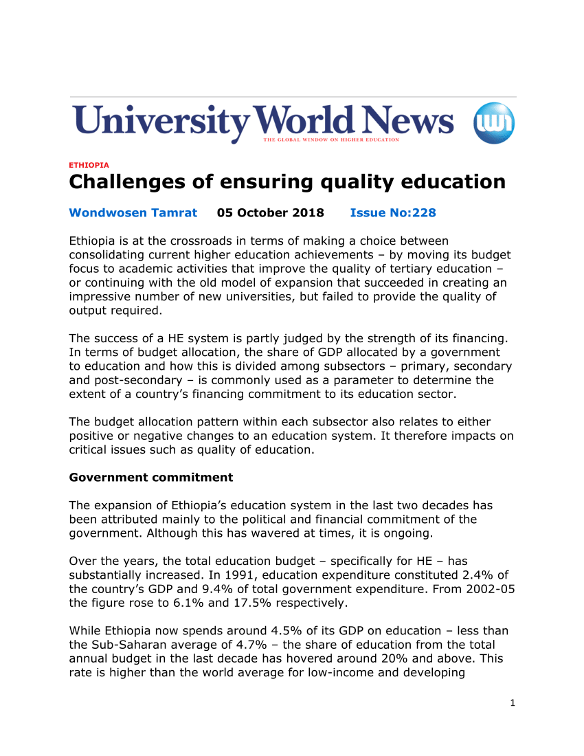 challenges of quality education