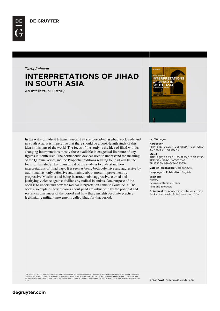 Interpretations of Jihad in South Asia by Tariq Rahman