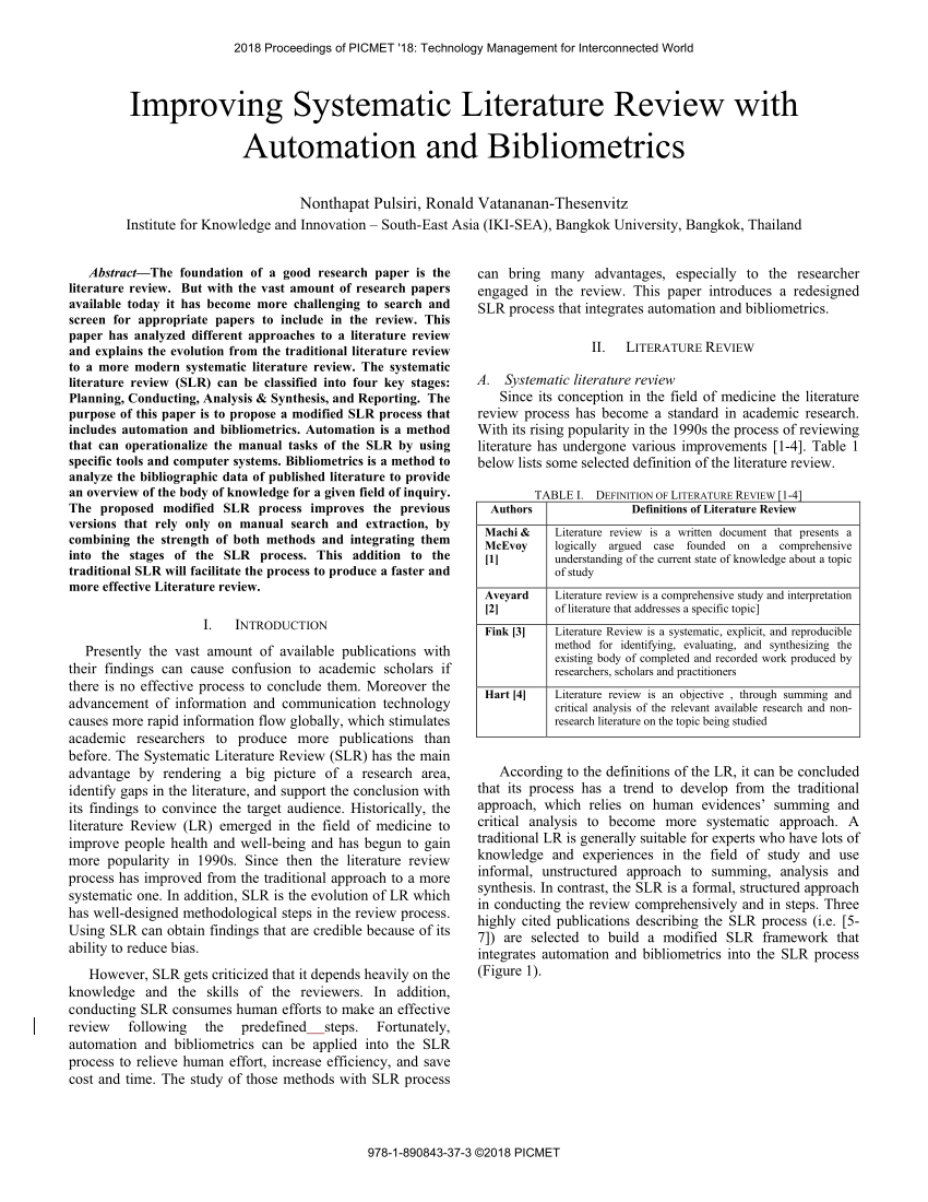 systematic literature review and bibliometrics