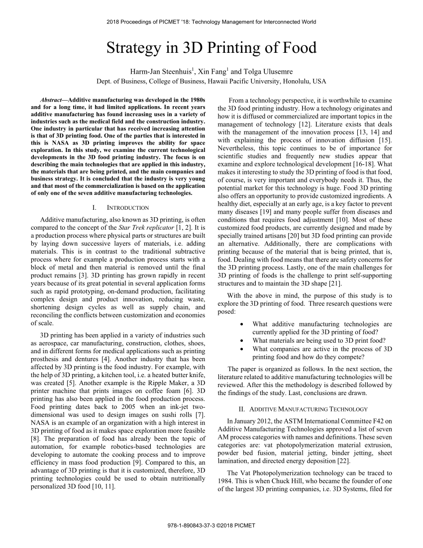 research paper on 3d food printing