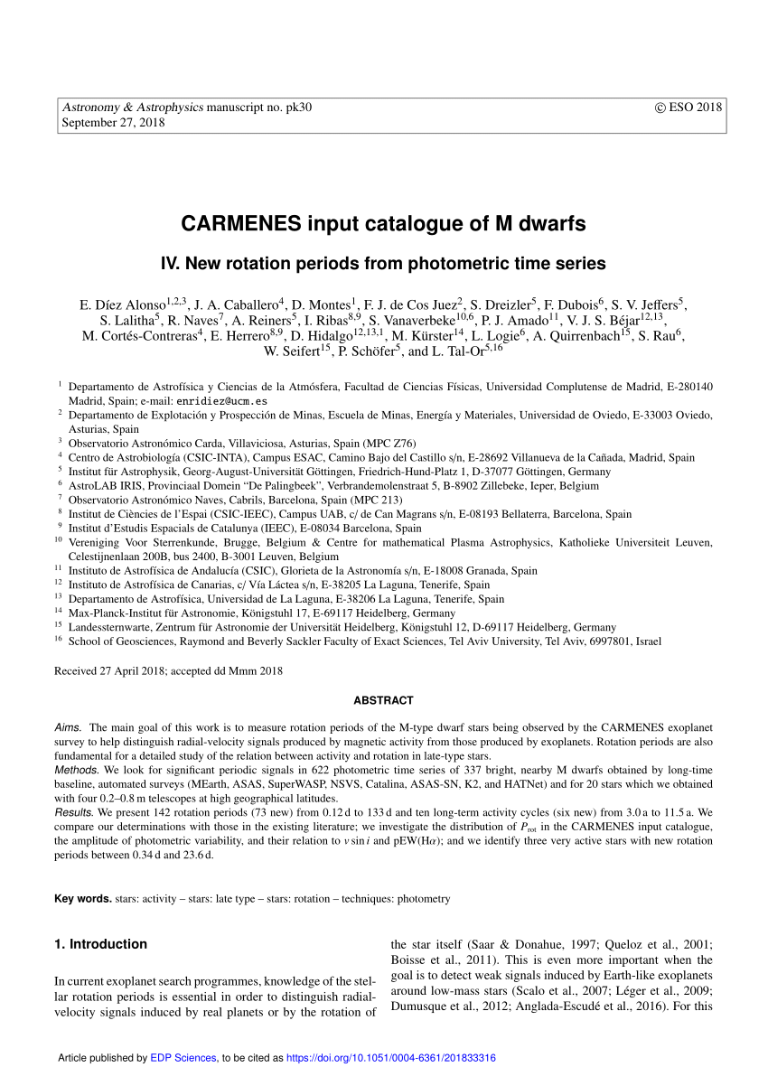 PDF) CARMENES input catalogue of M dwarfs IV image