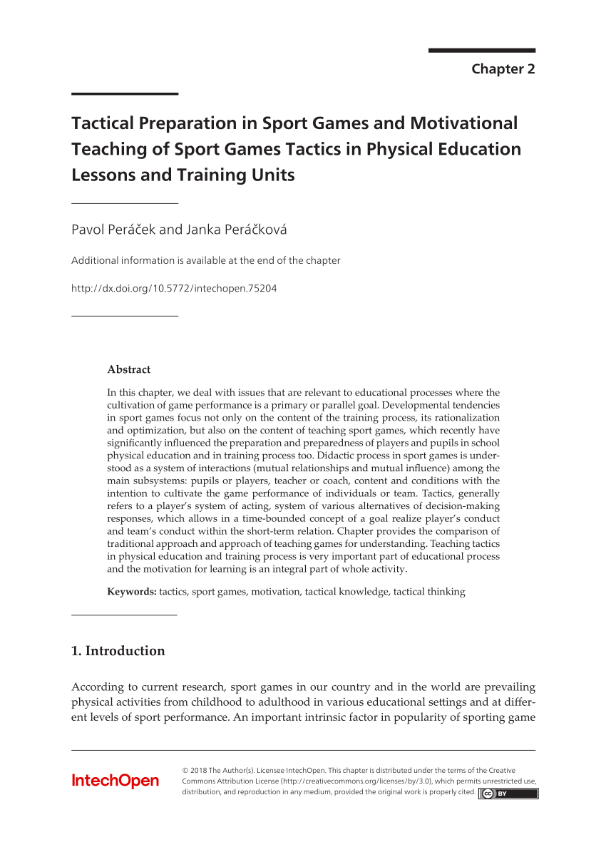 PDF) Tactical Preparation in Sport Games and Motivational Teaching ...