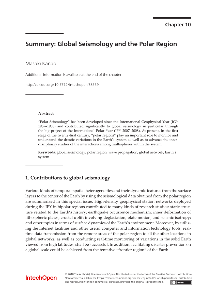 Pdf Summary Global Seismology And The Polar Region - 