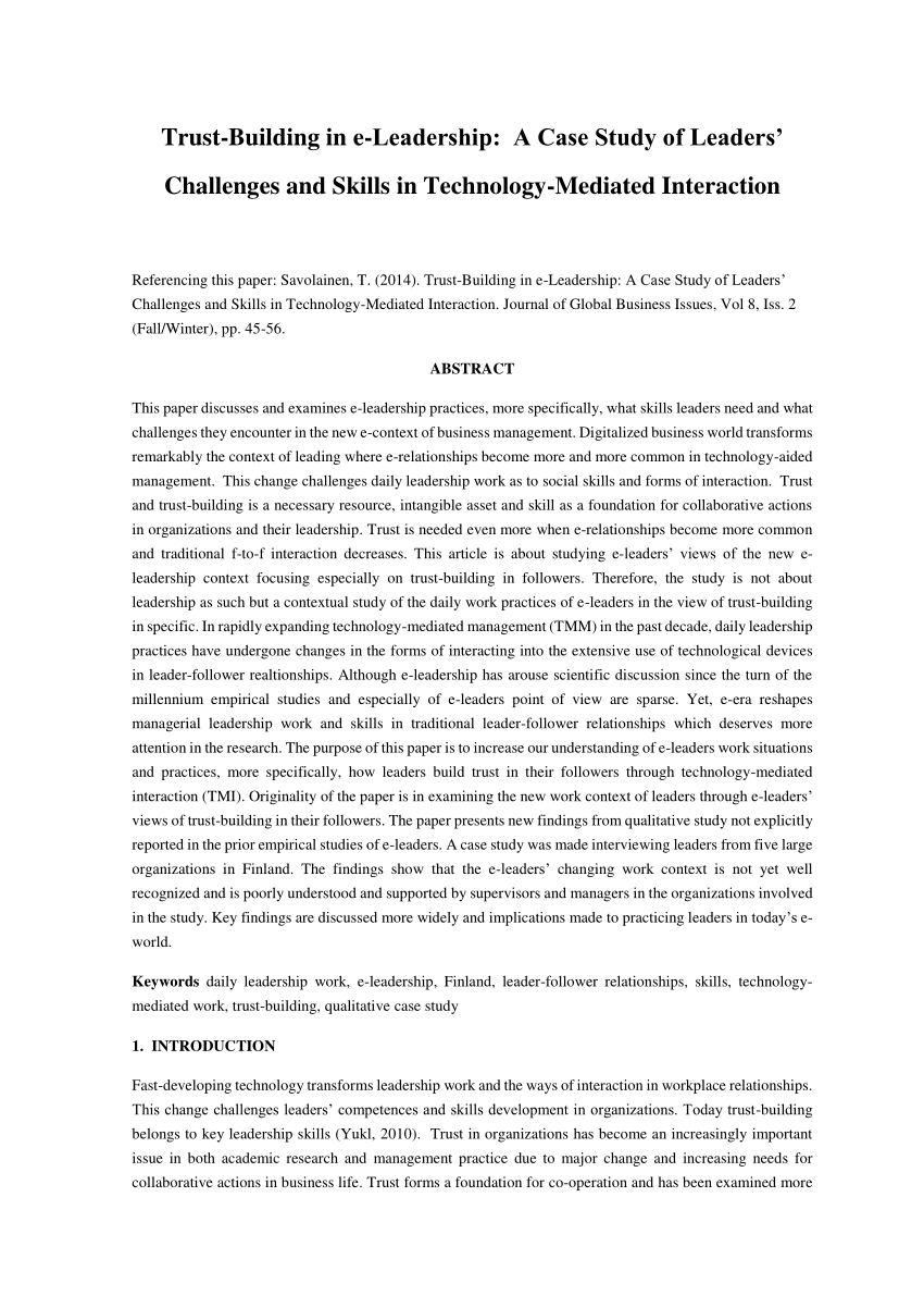 research paper on leadership challenges