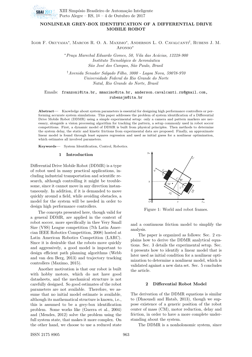 PDF) NONLINEAR GREY-BOX IDENTIFICATION OF A DIFFERENTIAL DRIVE MOBILE ROBOT