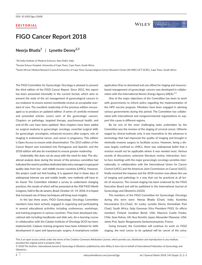 (PDF) FIGO Cancer Report 2018