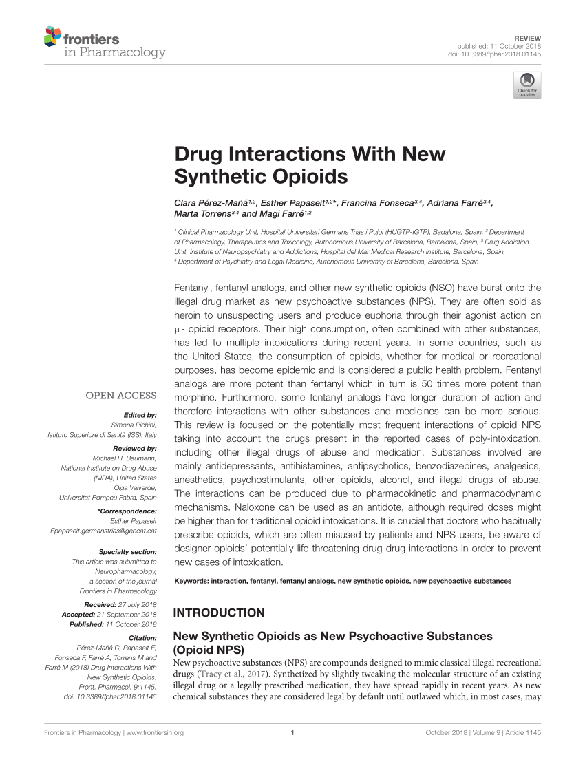 PDF) Drug Interactions With New Synthetic Opioids