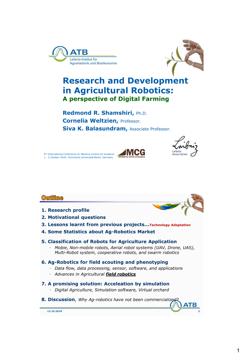 Pdf Research And Development In Agricultural Robotics A Perspective