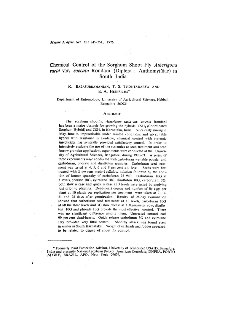 (PDF) Chemical control of sorghum shoot fly Atherigona varia var ...