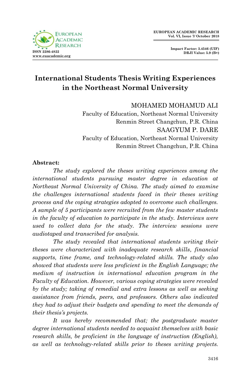 thesis for international students