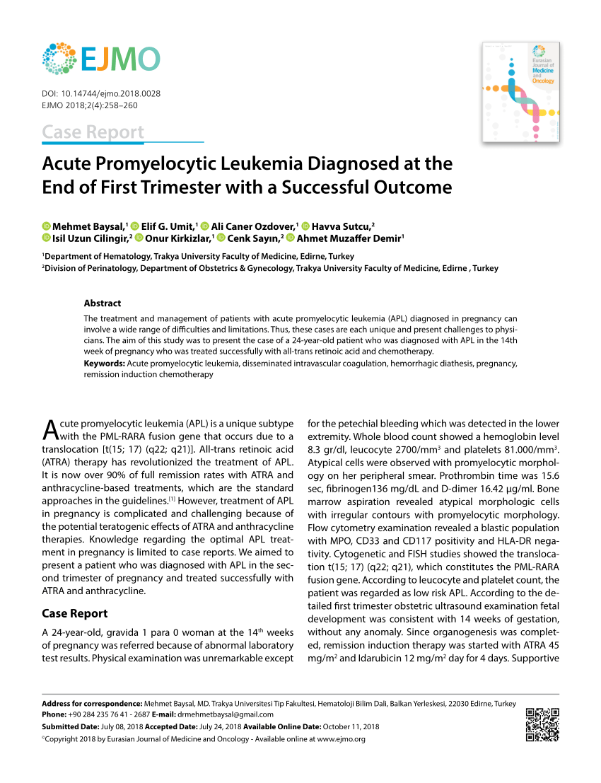 research paper on acute promyelocytic leukemia